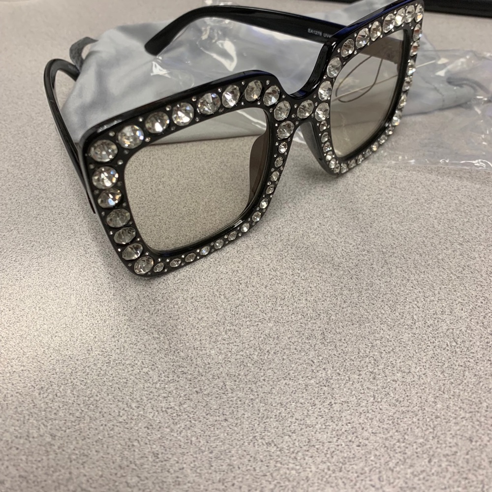 Black Bling clear glasses